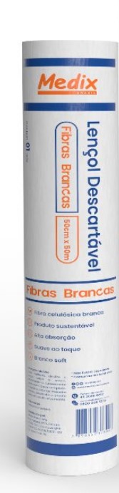 Lençol em Rolo Descartável Fibras Brancas 50cm X 50m Unidade - Medix