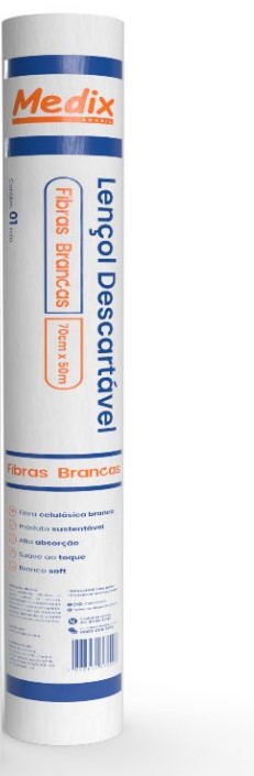 Lençol em Rolo Descartável Fibras Brancas 70cm X 50m Unidade - Medix