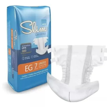 Fralda Geriátrica Para Adulto Extra Grande Acima de 90KG Pacote C/07 Unidades - Slim