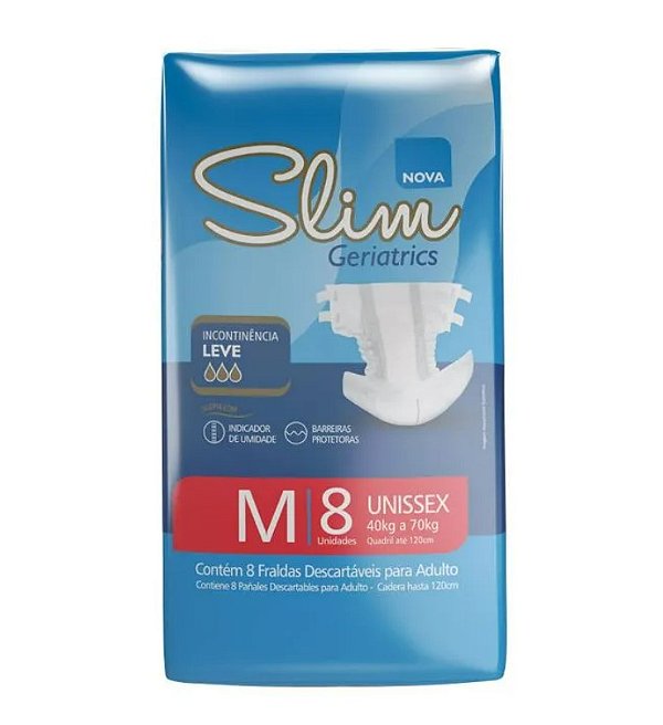 Fralda Geriátrica Para Adulto (M) 40 a 70KG Pacote C/08 Unidades - Slim