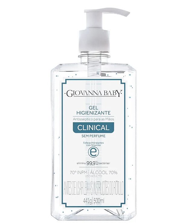 Álcool em Gel Higienizante Clinical 500ml 70º GL | 70° INPM - Giovanna Baby