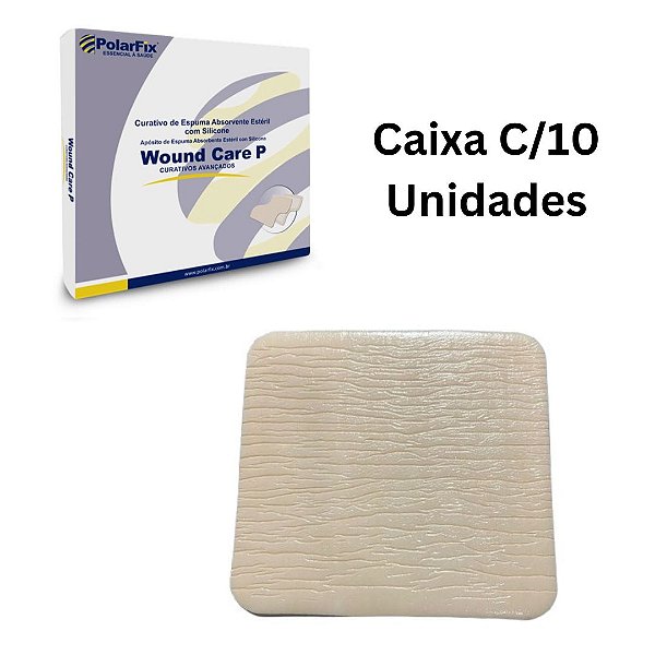 Curativo de Espuma Absorvente Silicone Sem Borda 10cm x 10cm Wound Care P Caixa C/10 Unidades FP0096- Polar Fix