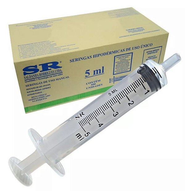 Seringa Descartável 5ml Luer Slip (Liso) Sem Agulha Caixa C/500 Unidades - SR