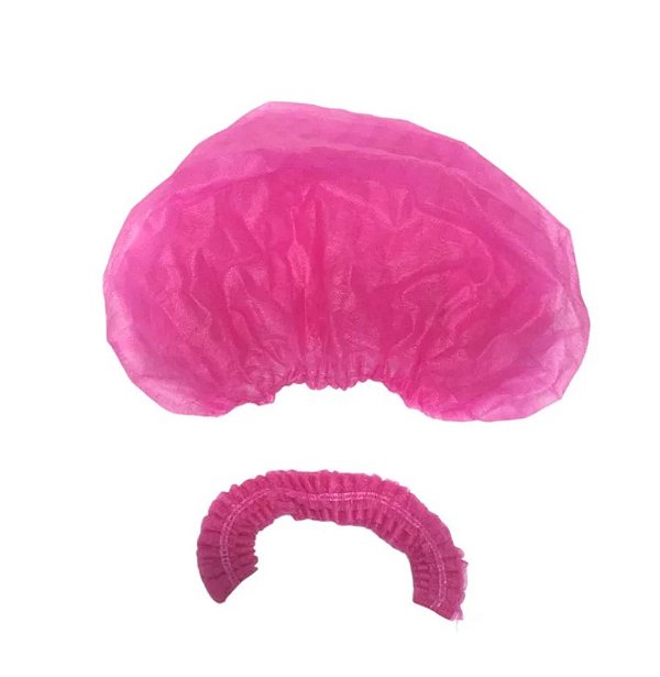 Touca Descartável Sanfonada Rosa Pink Pacote C/100 Unidades Com Elástico - Mega Medical