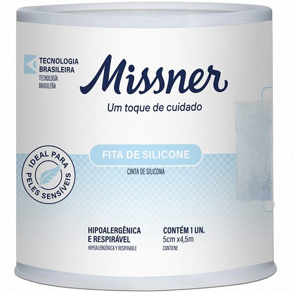 Fita de Silicone Hipoalérgica (Remoção Suave) Azul 5cm X 4,5m - Missner