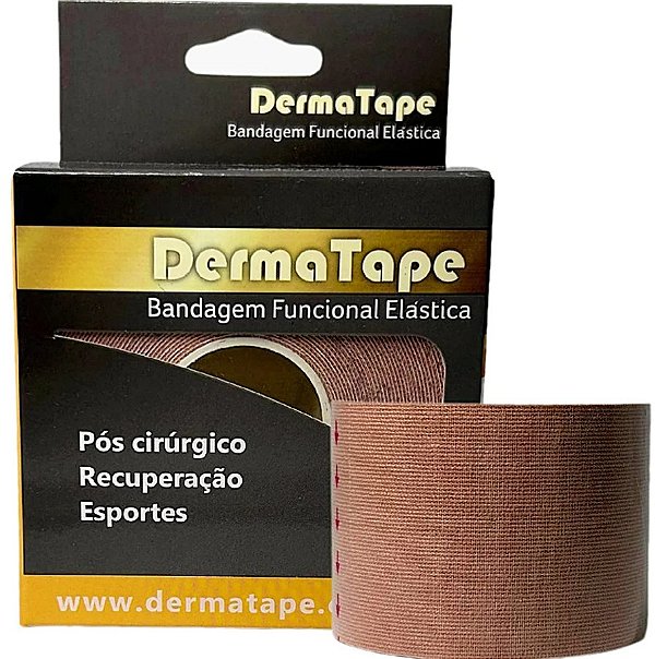 Bandagem Funcional Elástica Bege 5cm x 5 Metros - DermaTape