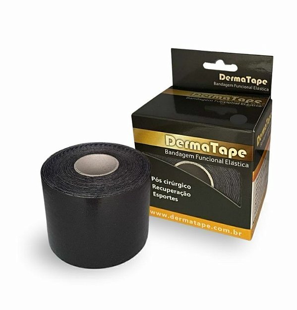 Bandagem Funcional Elástica Preta 5cm x 5 Metros - DermaTape