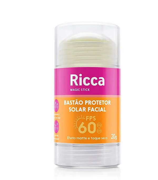 Bastão Protetor Solar Facial Fps60 Toque Seco 20g - Ricca