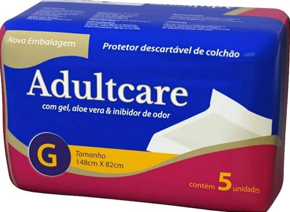 Protetor Descartável de Colchão Tam: G Pacote C/5 Unidades - Adultcare