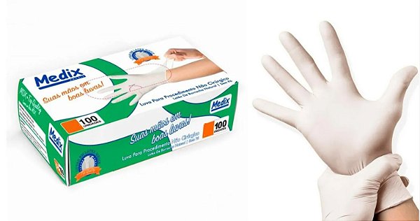 Luva Látex Procedimento Sem Pó Tam G Caixa C/100 Unidades - Medix