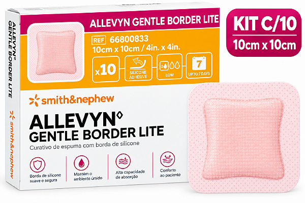 Curativo Allevyn Gentle Border Lite 10cm x 10cm Caixa C/10 Unidades - Smith & Nephew