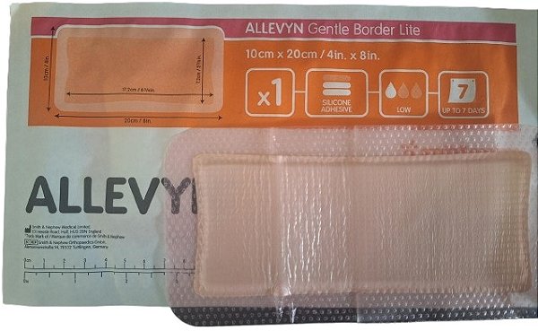 Curativo Allevyn Gentle Border Lite 10cm x 20cm Caixa C/10 Unidades - Smith & Nephew