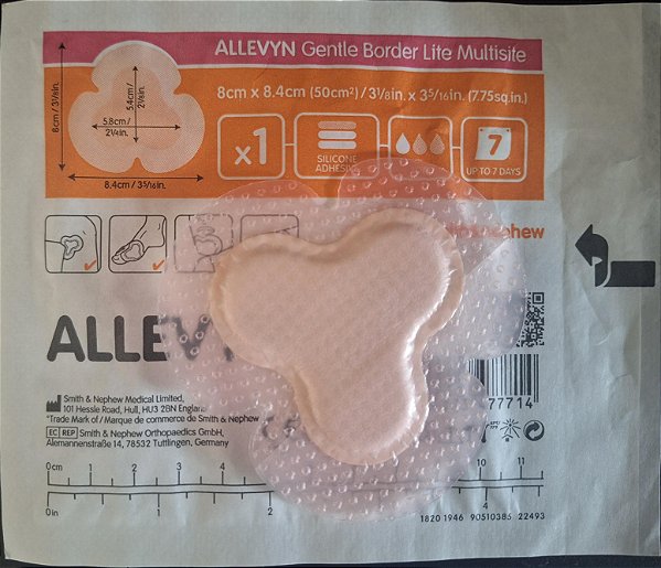 Curativo Allevyn Gentle Border Lite Multisite 8cm x 8,4cm Caixa C/10 Unidades - Smith & Nephew