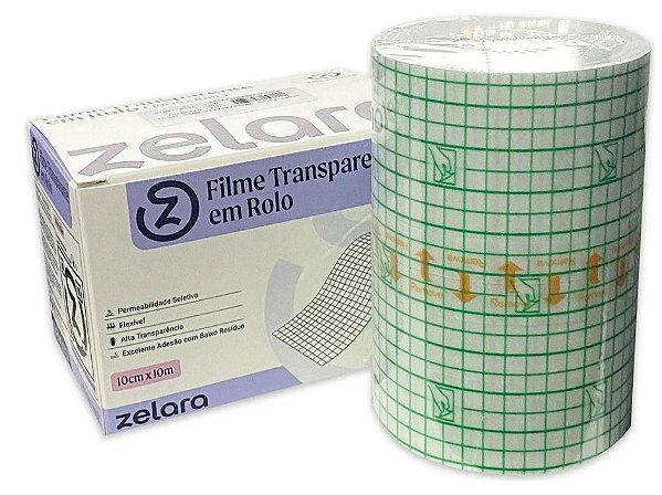 Filme Transparente Rolo 10cm x 10cm Para Curativos e Fixação - Zelara