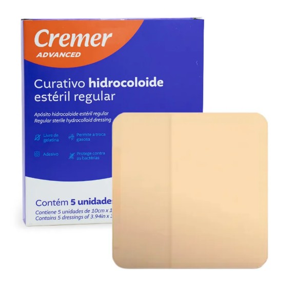 Curativo Hidrocolóide Advanced 10cm x 10cm Caixa C/05 Unidades - Cremer