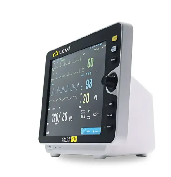 Monitor de Sinais Vitais (Multiparamétrico) Leví 12" (Pré Configurado) ECG, SpO2, PNI, Respiração e Temperatura - CMOS Drake