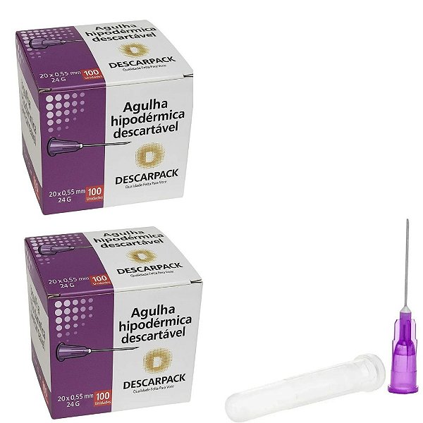 Kit C/2 Caixas de Agulhas Hipodérmicas 20x0,55mm (24g) - Descarpack