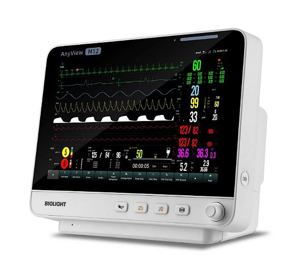 Monitor Multiparamétrico M12 (SPO2-ECG-PNI-TEMP-RESP) TELA 12'' Com Touch Screen - Biolight