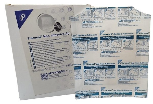 Curativo Fibrosol Ag Non Adhesive 10cm x 10cm Hidrofibra Com Prata Caixa C/10 Unidades - Pharmaplast