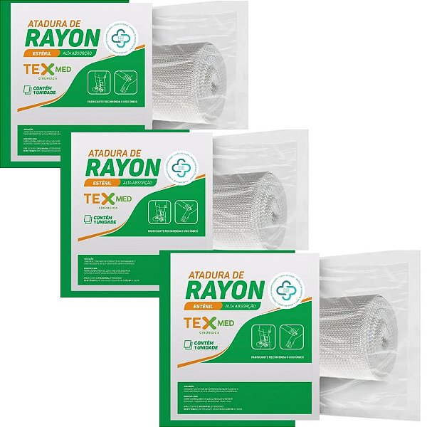 Kit C/3 Ataduras de Rayon 7,5cm x 5m Estéril Unidade - TexMed