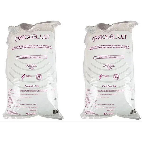 Kit C/2 Bag 5kg de Gel Condutor para Ultrassom Incolor - Carbogel