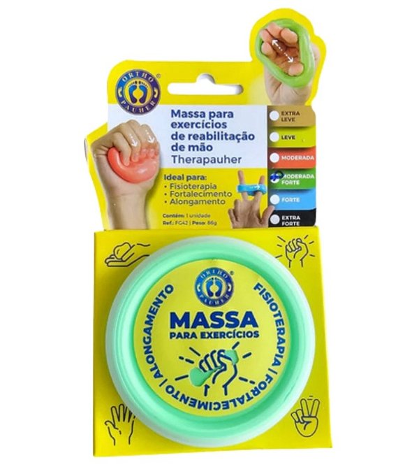 Massa Exercício De Silicone Reabilitação De Mãos (Verde) Moderada Forte - Ortho Pauher