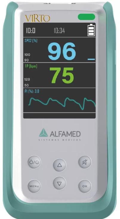 Oxímetro VIRTO (Com Bateria Recarregável) Sensor Adulto - Alfamed