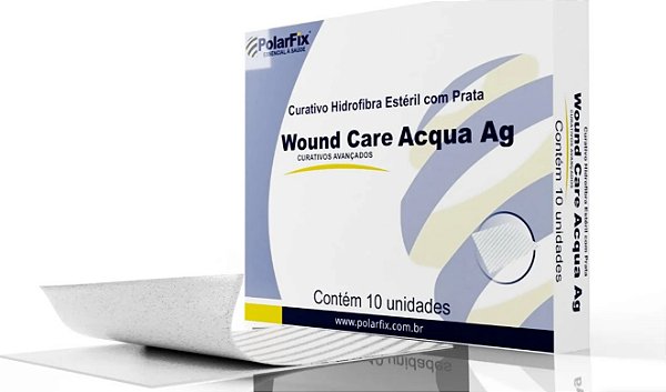 Caixa C/10 Curativos de Hidrofibra com Prata 15cm x 15cm Wound Care Acqua Ag - Polar Fix