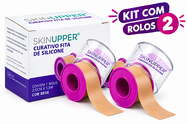 Kit C/2 Fitas de Silicone Bege 2,5cm x 1,5m Para Cicatrizes - Skinupper