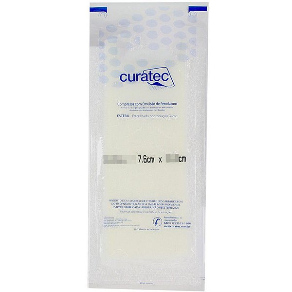 Compressa C/Emulsão de Petrolatum Estéril 7,6 x 40,6cm Unidade - Curatec