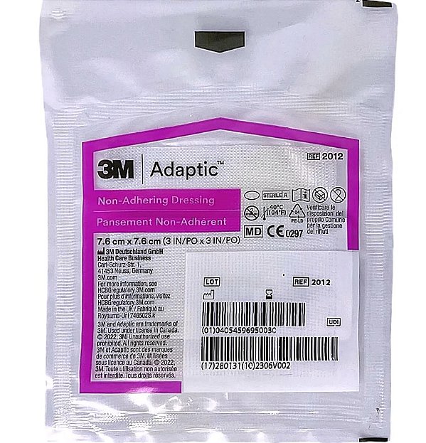 Curativo Adaptic 7,6 x 7,6cm Malha Não Aderente Ref: 2012 Unidade - Systagenix 3M