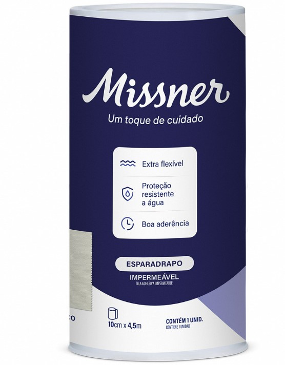 Esparadrapo Branco 10cm x 4,5m Impermeável Unidade  - Missner