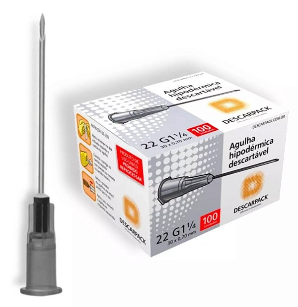Agulha Descartável 30x0,70mm C/100 Unidades - Descarpack