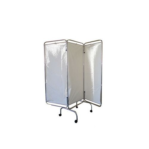 Biombo Triplo Inox Faces em Tecido S-8144 - Salutem Móveis Hospitalares