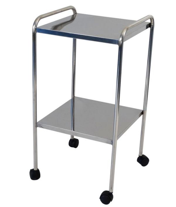 Mesa Auxiliar em Aço Inox 40x40x80cm Rodízio S-0840-E Salutem Móveis Hospitalares