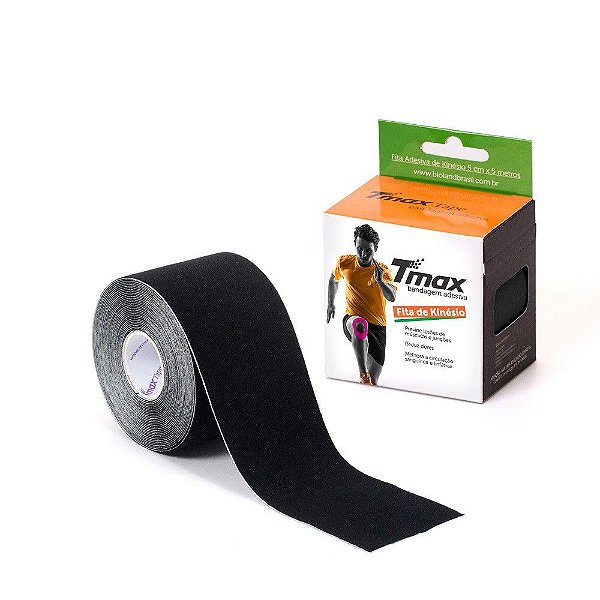 Fita de Kinésio/Bandagem Adesiva Preta Tmax 05cm x 5mt