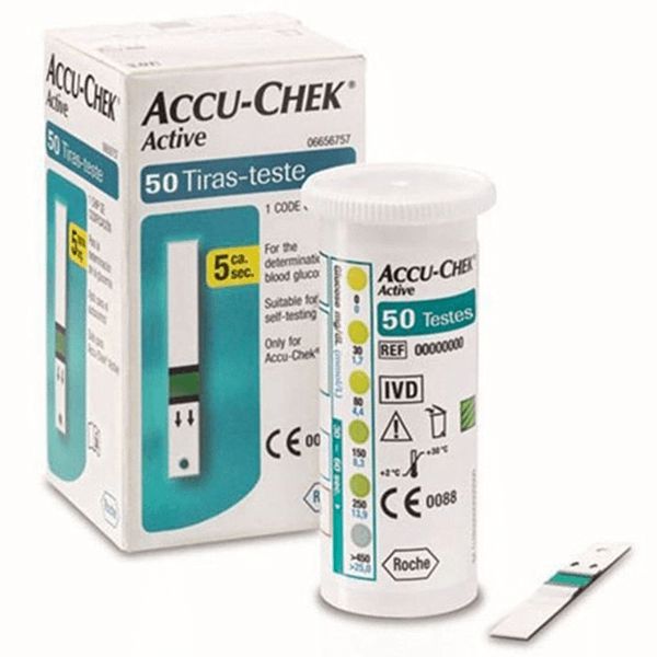Tiras Accu Chek Active para Controle de Glicemia Caixa C/50 Tiras (Vencimento 08/05/2026) - Roche