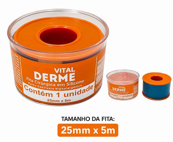 Fita Cirúrgica De Silicone Adesiva Rolo 2,5cm x 5 metros (Cicatriz ) - Vital Derme
