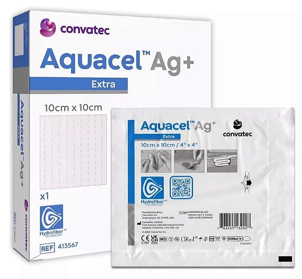 Curativo Aquacel AG + Extra 10cm x 10cm Caixa C/10 Unidades - Convatec