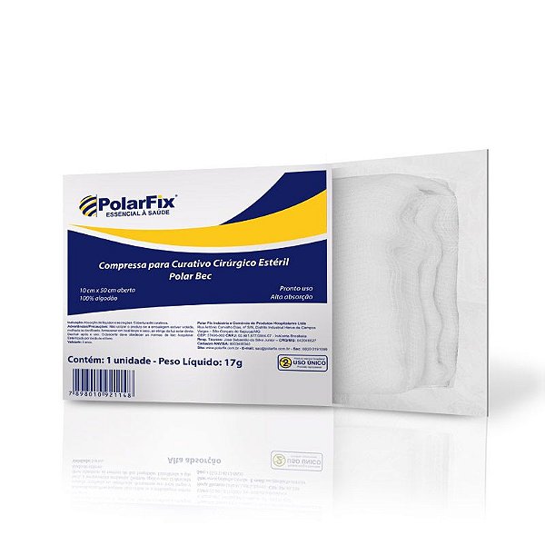 Curativo Algodonado Estéril 10cm x 15cm (Aberto) tipo Zobec - PolarFix
