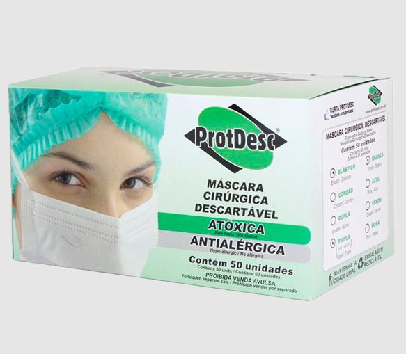 Máscara Descartável Tripla Branca C/50 Unidades - ProtDesc