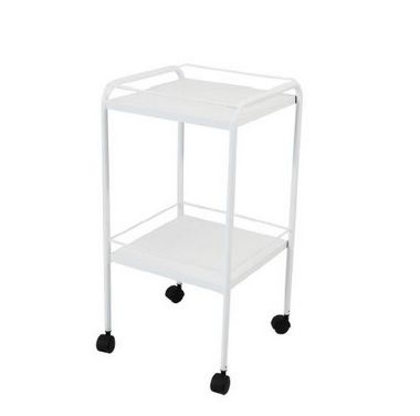 Mesa Auxiliar em Pintura Epóxi 40x40x80cm com Rodizio e Varanda - S-0840-C