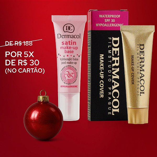 Kit Pele Perfeita Mini: primer Satin 10ml + base de alta cobertura Make-up Cover Mini 18g