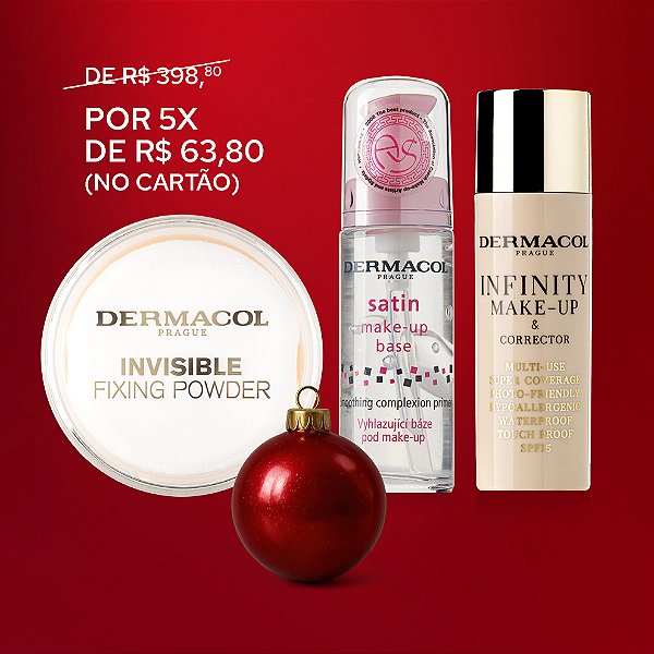 Kit Pele Perfeita Infinity (primer, base e corretivo de alta cobertura e pó translúcido)