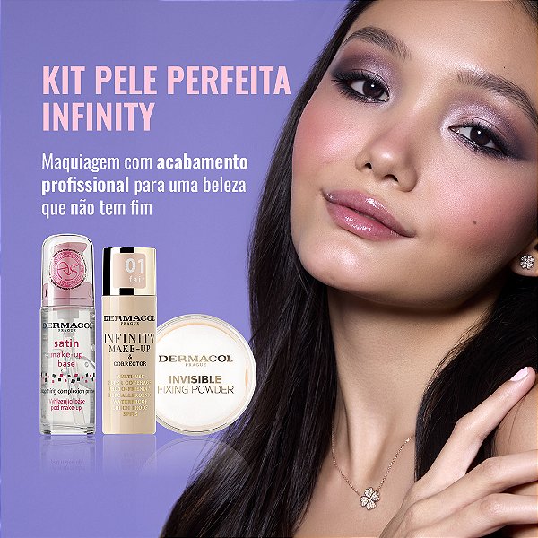 Kit Pele Perfeita Infinity (primer, base e corretivo de alta cobertura e pó translúcido)