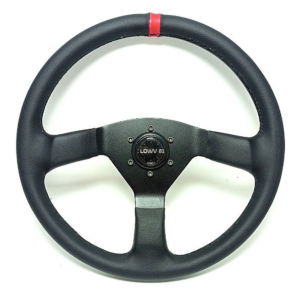 VOLANTE R SPAK COURO HASTE PRETA REVESTIDA TARJA VERMELHO (SPK 131T) LOWV