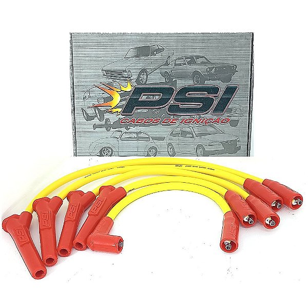 CABO VELA SILICONE 10MM VW AP AMARELO PONTA VERMELHA COM PINO (0060 - PSI 003) PSI