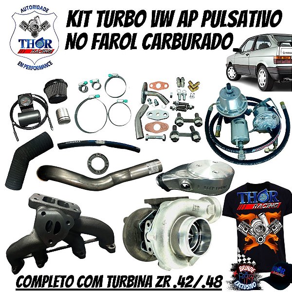 KIT TURBO VW AP 1.6 E 1.8 CARBURADO PULSATIVO NO FAROL COM TURBINA