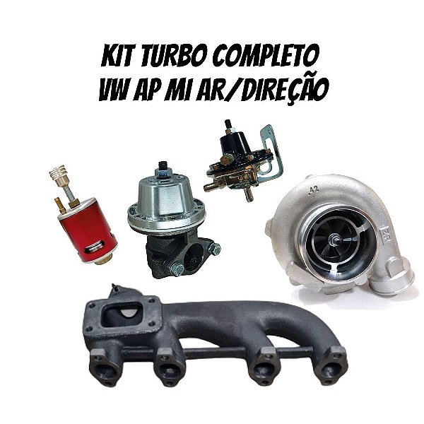 KIT TURBO VW AP MI 1./6/1.8/2.0 AR E DIREÇÃO DESLOCADO P/ TRÁS COM TURBINA