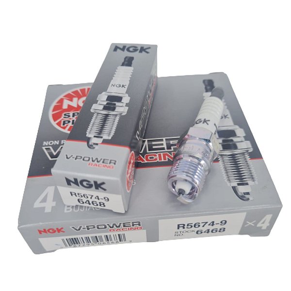 JOGO VELAS IGNIÇÃO 4 UNIDADES CHEVETTE NGK V-POWER GRAU 9 (R5674-9) SEXTAVADO 16MM